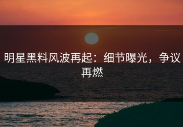 明星黑料风波再起：细节曝光，争议再燃