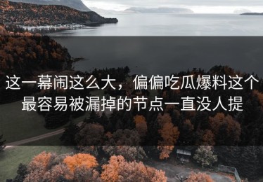 这一幕闹这么大，偏偏吃瓜爆料这个最容易被漏掉的节点一直没人提