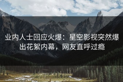 业内人士回应火爆：星空影视突然爆出花絮内幕，网友直呼过瘾
