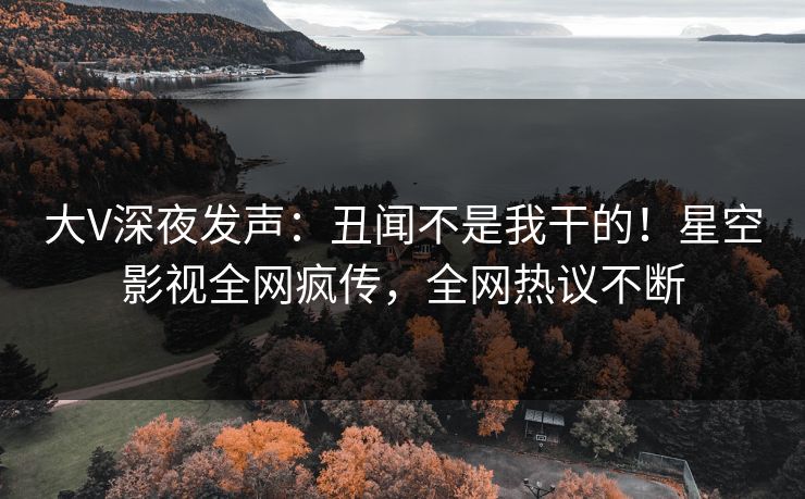 大V深夜发声：丑闻不是我干的！星空影视全网疯传，全网热议不断