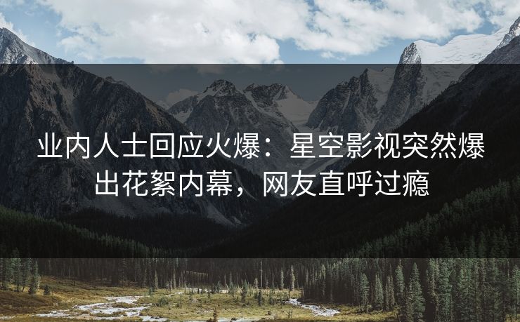 业内人士回应火爆：星空影视突然爆出花絮内幕，网友直呼过瘾