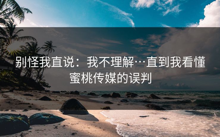 别怪我直说：我不理解…直到我看懂蜜桃传媒的误判