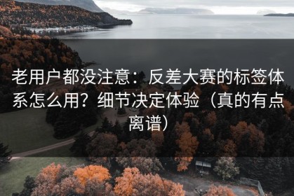 老用户都没注意：反差大赛的标签体系怎么用？细节决定体验（真的有点离谱）