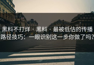 黑料不打烊 · 黑料 · 最被低估的传播路径技巧：一眼识别这一步你做了吗？