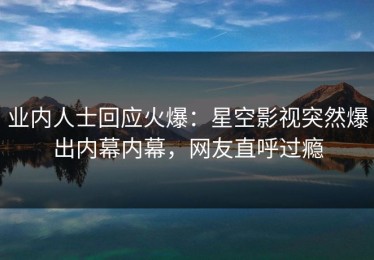 业内人士回应火爆：星空影视突然爆出内幕内幕，网友直呼过瘾