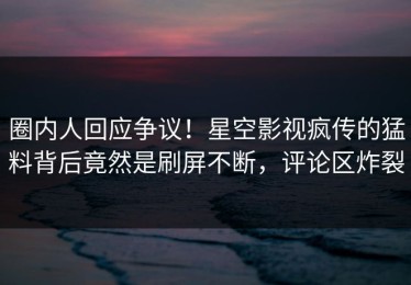 圈内人回应争议！星空影视疯传的猛料背后竟然是刷屏不断，评论区炸裂
