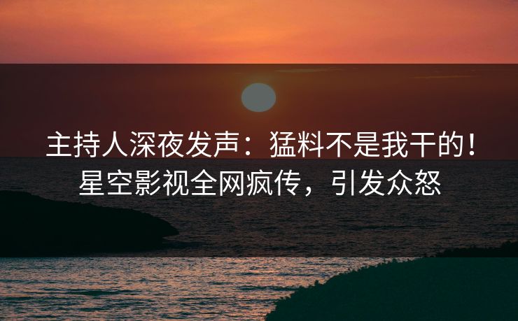 主持人深夜发声：猛料不是我干的！星空影视全网疯传，引发众怒